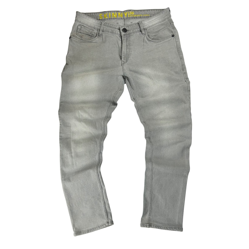 John Players Skinny‎ Jeans Mens 36 Light Grey Stretch Denim